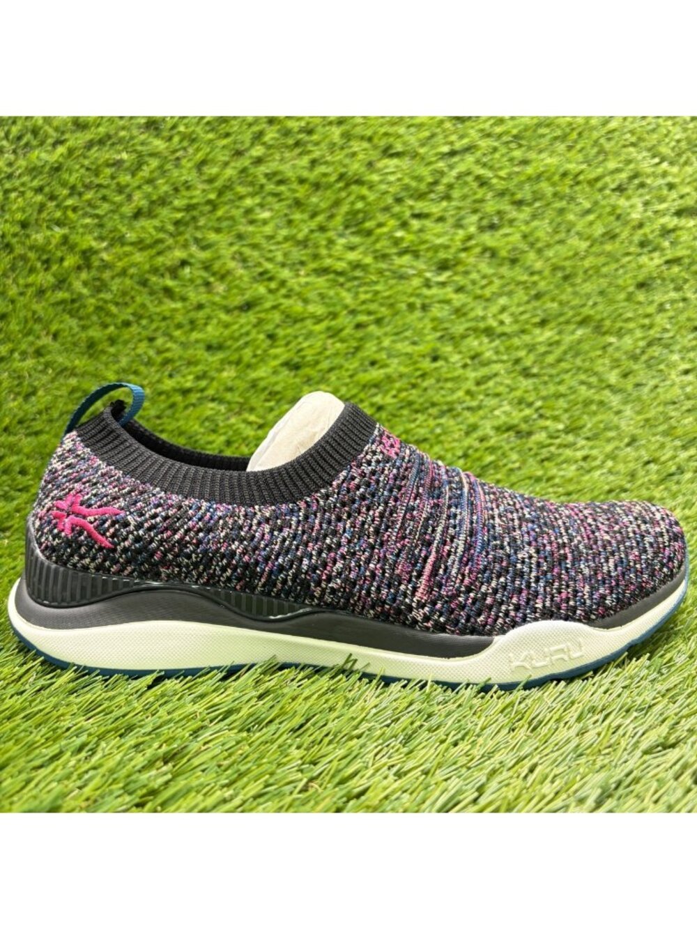 Kuru Stride Womens Size 7 Black Purple Athletic Walking Slip On Shoes Sneakers